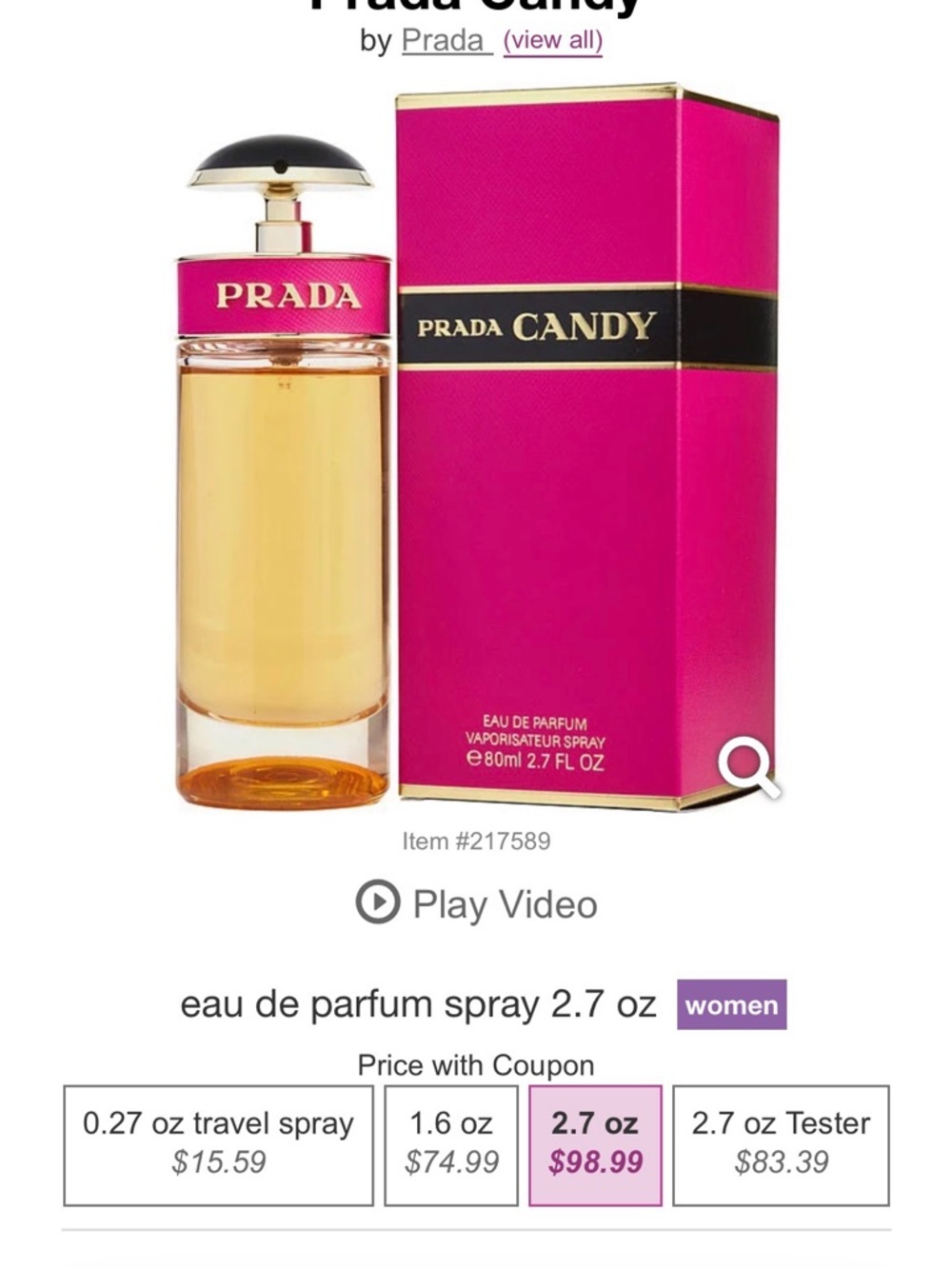 Prada Candy Eau de Parfum Spray - Pink & Gold